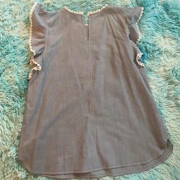 LOFT Ticking Cotton Embroidered Blouse Size Medium - Picture 2 of 4